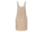 Beige overalljurk van corduroy.