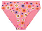 Roze onderbroek met bloemen en smileygezichten.