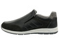 Zwarte slip-on sneakers met wit-grijze zool.