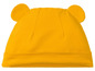 Gele baby muts met oortjes.