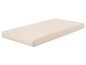 Een beige matras voor een babybed.