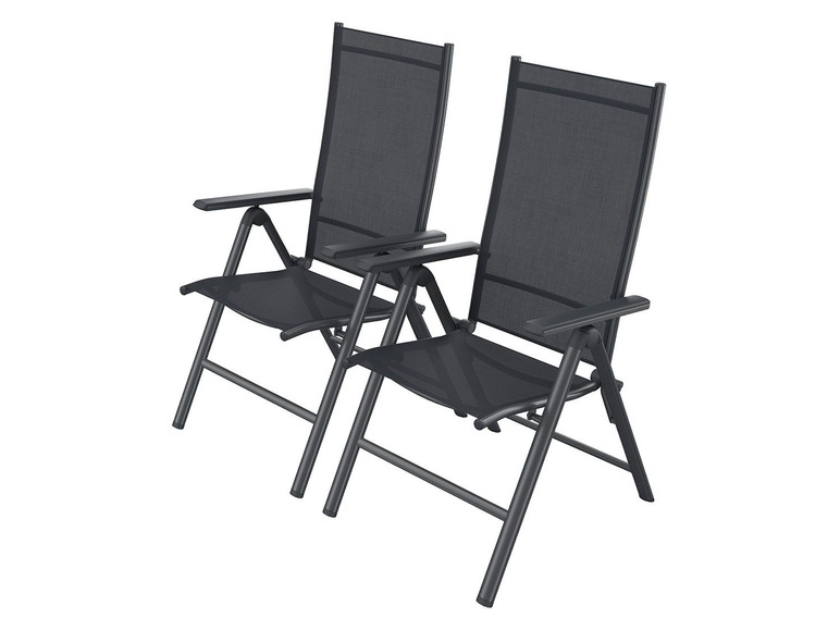 Ga naar volledige schermweergave: florabest 2 aluminium standenstoelen zwart - afbeelding 1