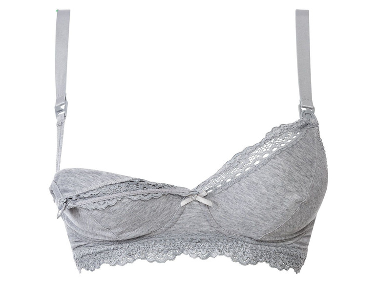 Een grijze, gevoerde bh met kant