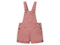 Een roze overall met korte broek voor meisjes.