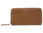 Een bruine leren portemonnee met ritssluiting.