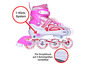 Roze inline skates met verstelbare maat, geschikt voor kinderen.