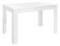 Een witte eettafel met een rechthoekig blad.