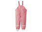 Roze regenbroek met bretels voor kinderen.