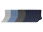 Een set sokken in grijs, blauw en donkerblauw.