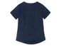Donkerblauwe t-shirt met glitter.
