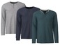 Drie lange mouwen, knoopsluiting, LIVELY shirts in grijs, donkerblauw en groen.