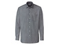 Een grijs, lang mouwen overhemd.