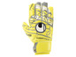 Gele keepershandschoenen van Uhlsport met grijze details.