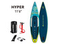 Een opblaasbaar paddleboard van Aqua Marina, model Hyper 11'6 met accessoires