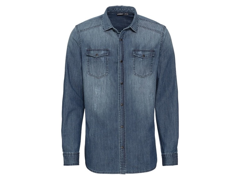 Een denim overhemd met lange mouwen van het merk L'Argent.