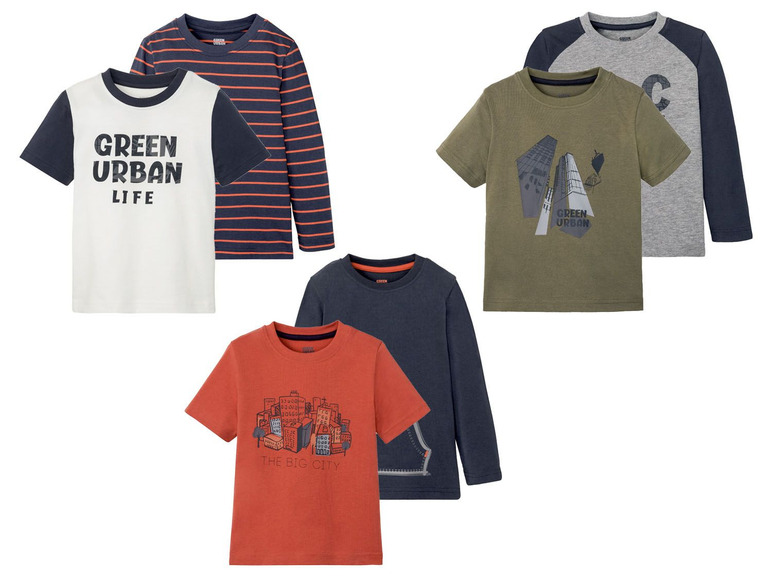 Ga naar volledige schermweergave: LUPILU® T-shirts voor jongens, set van 2, katoen en viscose - afbeelding 1