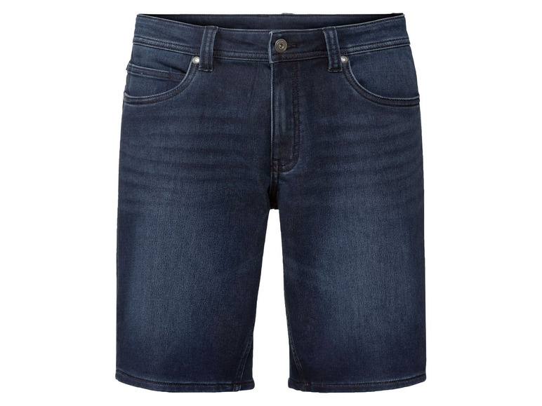 Een paar blauwe denim shorts.