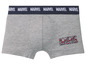 Grijze boxershorts met Marvel-logo.
