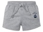 Grijze korte broek voor jongens met een boot en 'Happy Beach Days' print