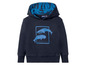 Donkerblauwe hoodie met print van walvissen.