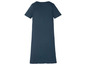 Donkerblauwe damesjurk met korte mouwen.