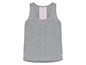 Grijze tanktop met roze kant en hartdetail.