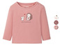 Een roze longsleeve shirt met een egel en muis print van Lupilu.