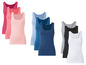 Een set van acht basic tanktops in verschillende kleuren.