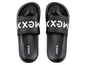 Zwarte sandalen met 'MGXX' logo.