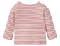 Een roze gestreept longsleeve shirt voor baby's.