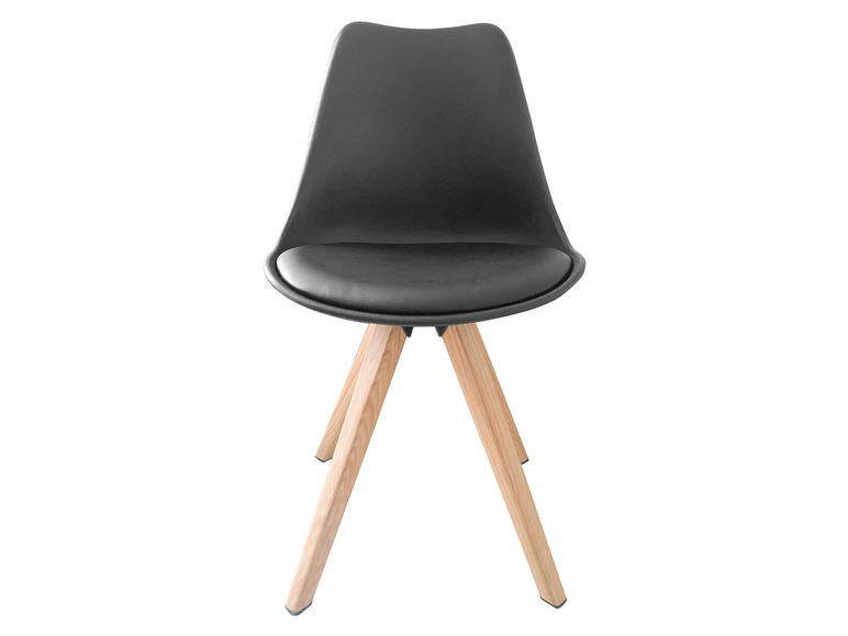 Zwarte eetkamerstoel met houten poten