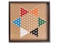 Een houten spelbord voor het spel Chinese Checkers.