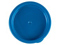 Blauwe plastic deksel voor een pot.