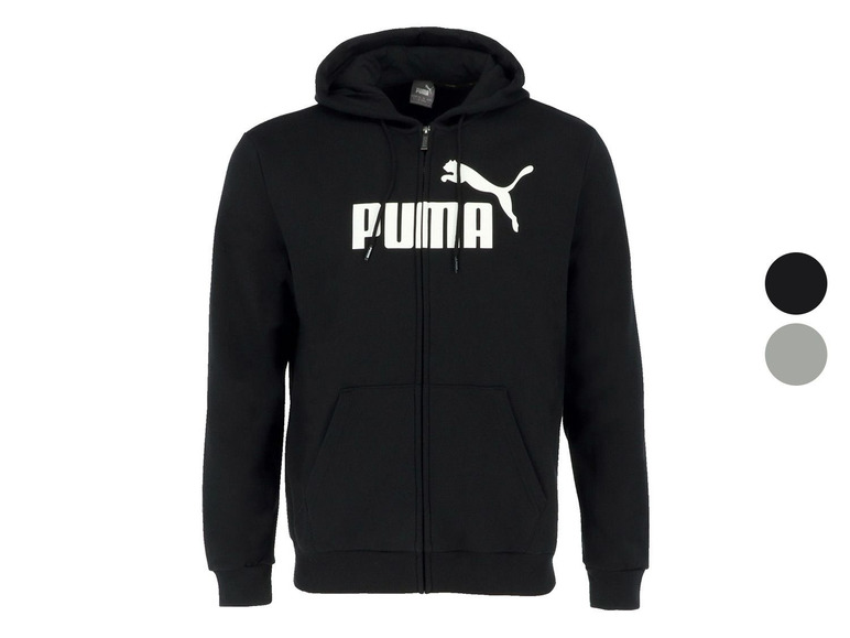 Zwarte Puma hoodie met witte logo.