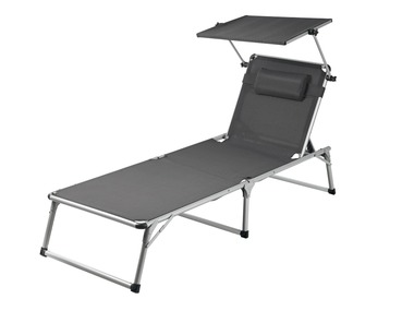 florabest Aluminium ligstoel met zonnedak grijs