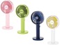 Vier draagbare ventilatoren van UNOLD in verschillende kleuren.