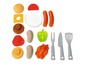 Speelgoed voor hamburgers, worstjes en groenten met bestek van Smoby.