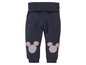 Blauwe babybroek met Mickey Mouse details.