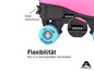 Roze inline skates van Apollo met blauwe wielen, verstelbaar in 4 maten.
