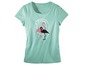 Mintgroen T-shirt met flamingo-print en 'Casa Tropical' opschrift.