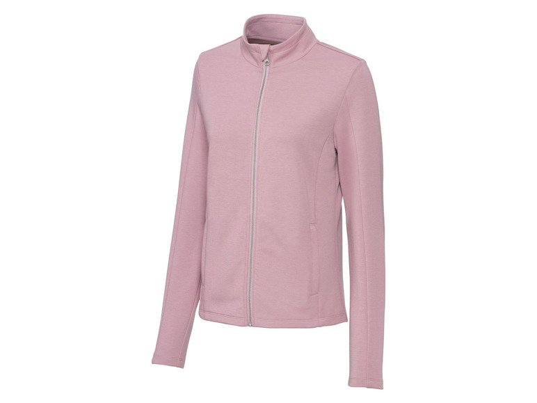 Een roze damesjas met rits.