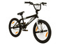 Een zwarte Big Shaggy BMX-fiets met oranje details.