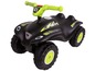 Een zwarte Big Bobby Car quad met groene wielen.