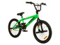 Een groene Big Shaggy BMX-fiets met zwarte wielen.