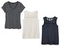 Een gestreept shirt en twee tops met kantdetail.