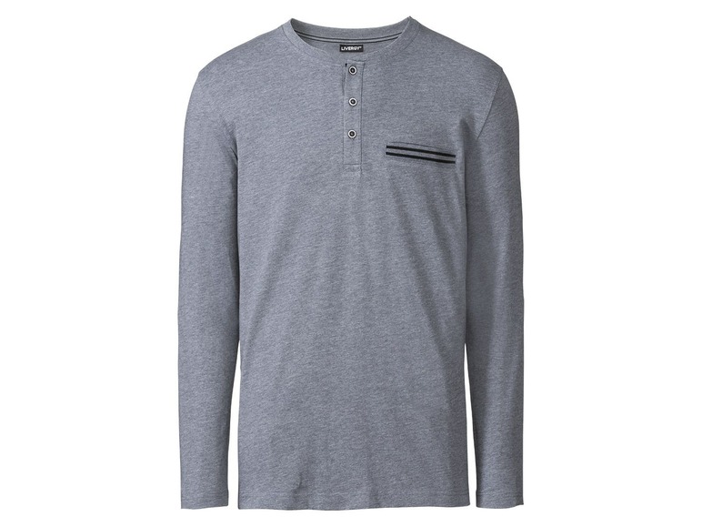 Een grijs longsleeve shirt met knopen van Live-in.
