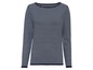 Een gestreept, donkerblauw longsleeve shirt.