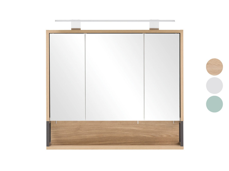 Badkamerkast met spiegeldeuren en verlichting