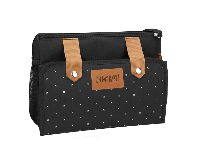 Zwarte babytas met 'Oh My Baby!' opschrift