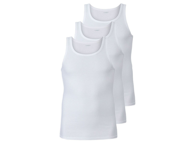 Drie witte tanktops van Livery.